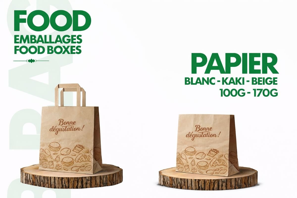 FOOD BAG PAPIER (BLANC - KAKI - BEIGE 100G-170G)